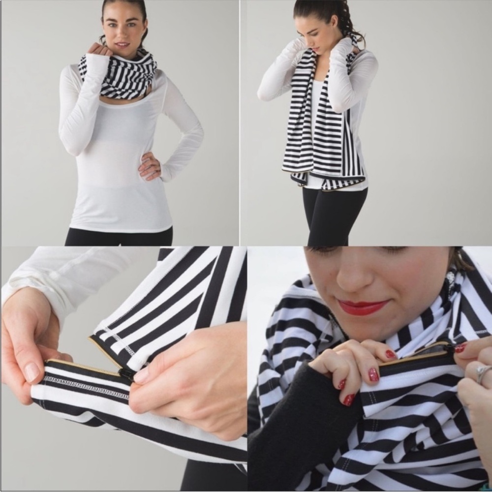 Lululemon Vinyasa Black and White Striped Scarf